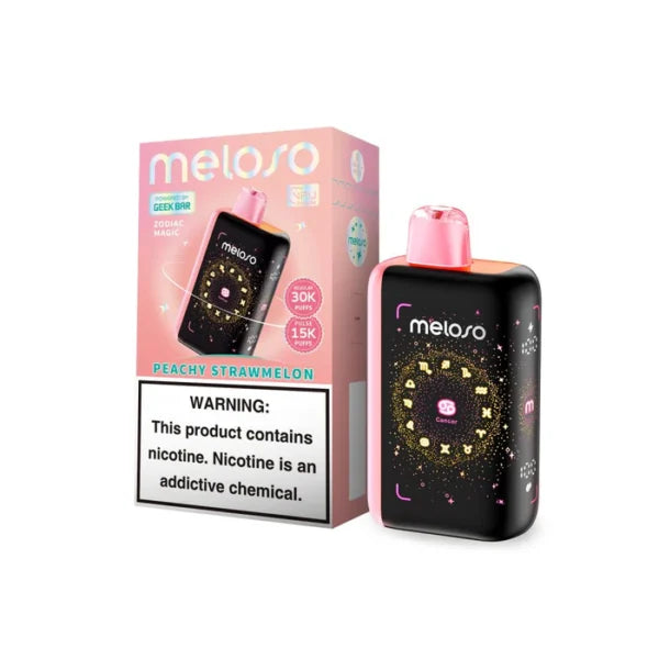 Geek Bar Meloso 30K Puff 5Ct Peachy Strawmelon with packaging