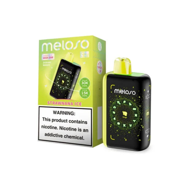 Geek Bar Meloso 30K Puff 5Ct Strawnana Ice with packaging
