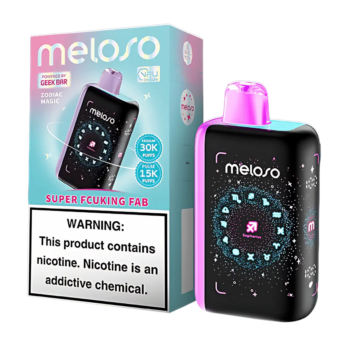 Geek Bar Meloso 30K Puff 5Ct Super Fcuking Fab with packaging