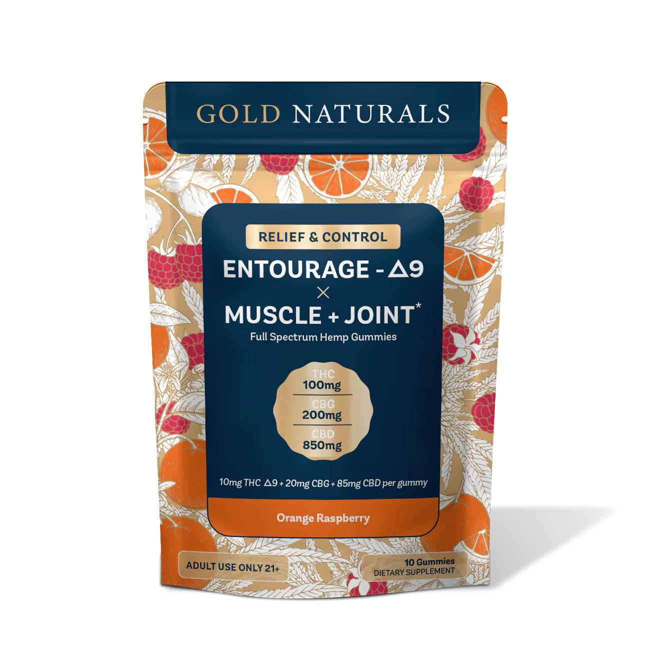 Gold Naturals Entourage D9 Gummies 1Ct Orange Raspberry (Muscle+Joints)