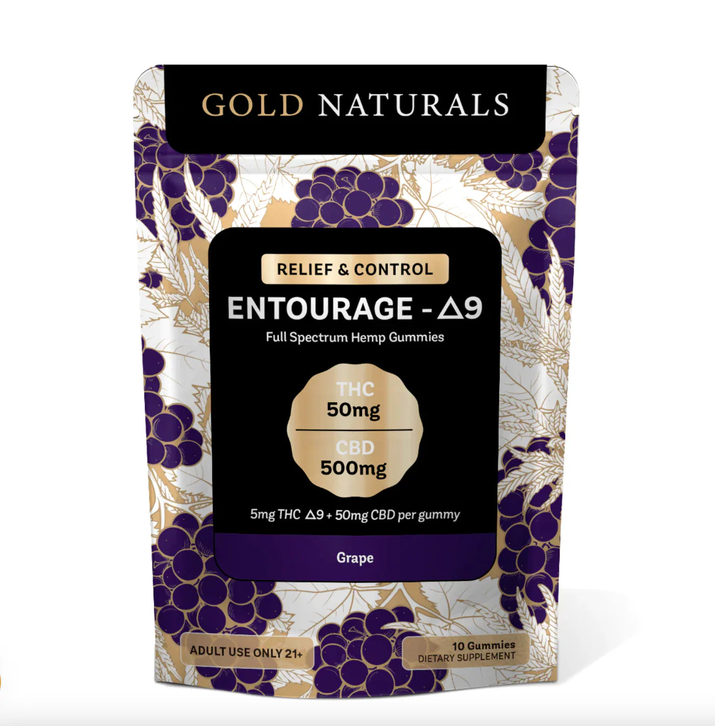 Gold Naturals Entourage D9 Gummy 1Ct Grape (Relief & Control)