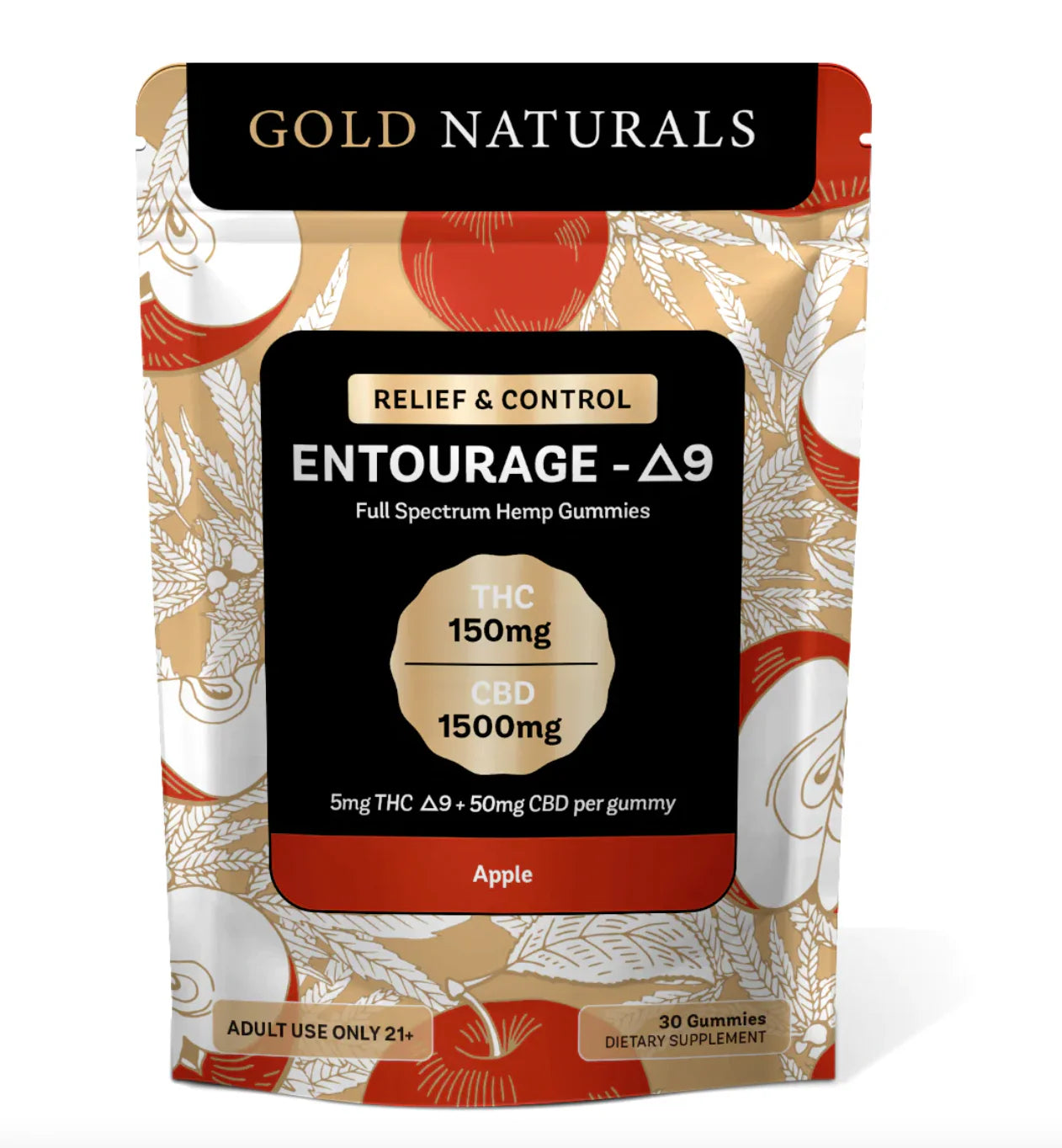 Gold Naturals Entourage D9 Hemp Gummies (30Ct/Pack) Apple