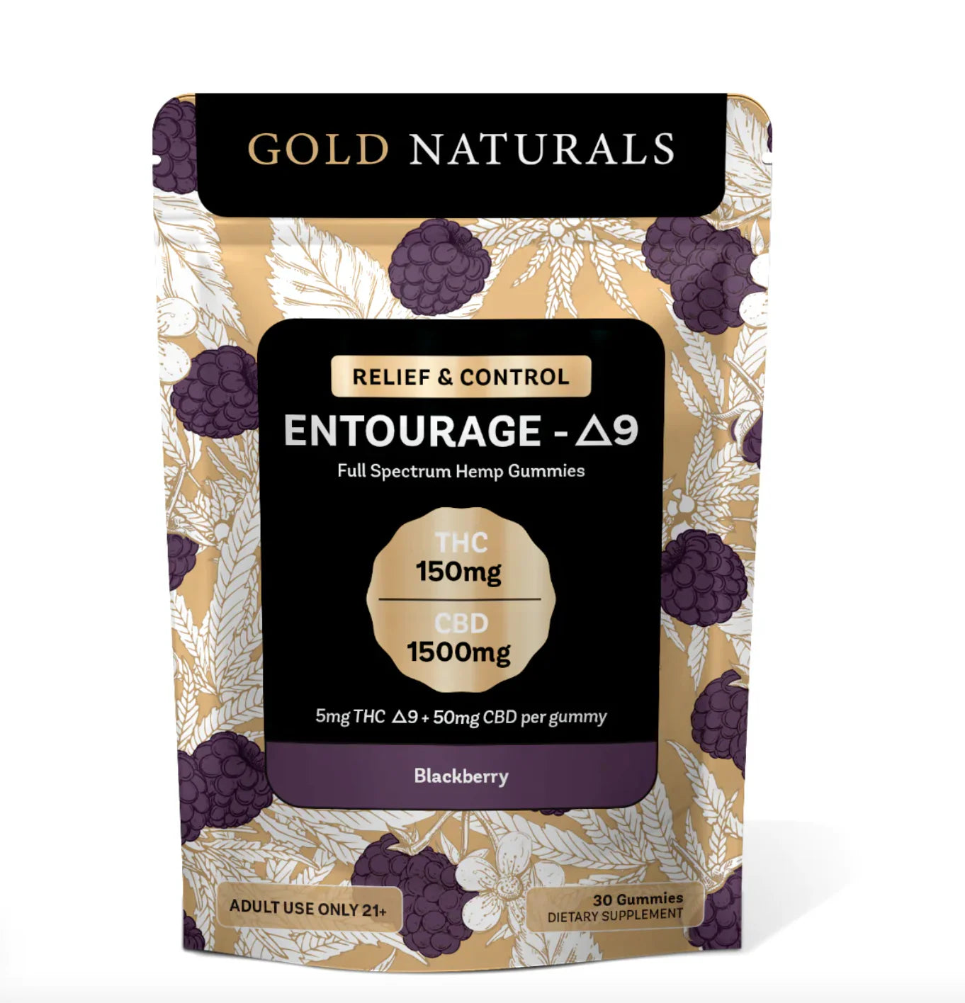 Gold Naturals Entourage D9 Hemp Gummies (30Ct/Pack) Blackberry