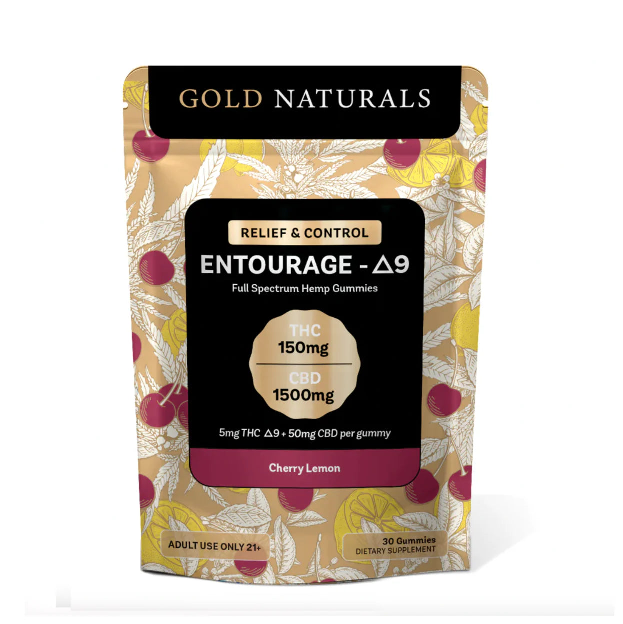 Gold Naturals Entourage D9 Hemp Gummies (30Ct/Pack) Cherry Lemon
