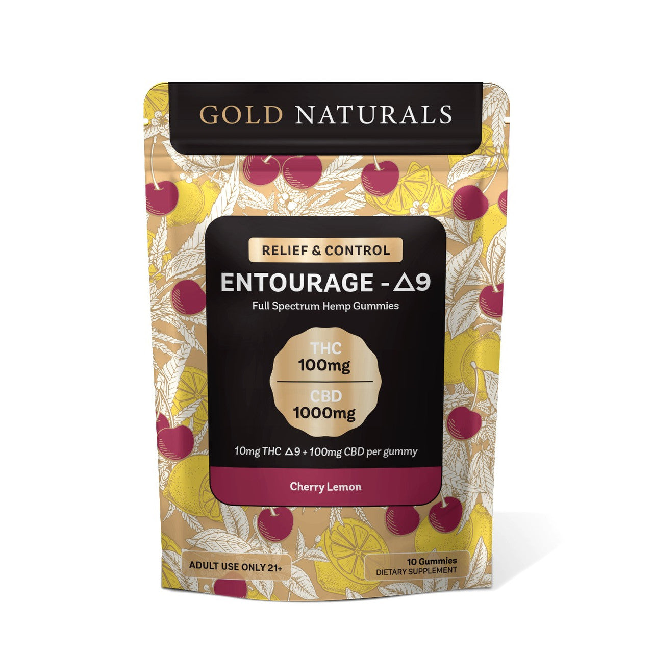 Gold Naturals Entourage D9 Gummies 1Ct Cherry Lemon(Relief & Control)