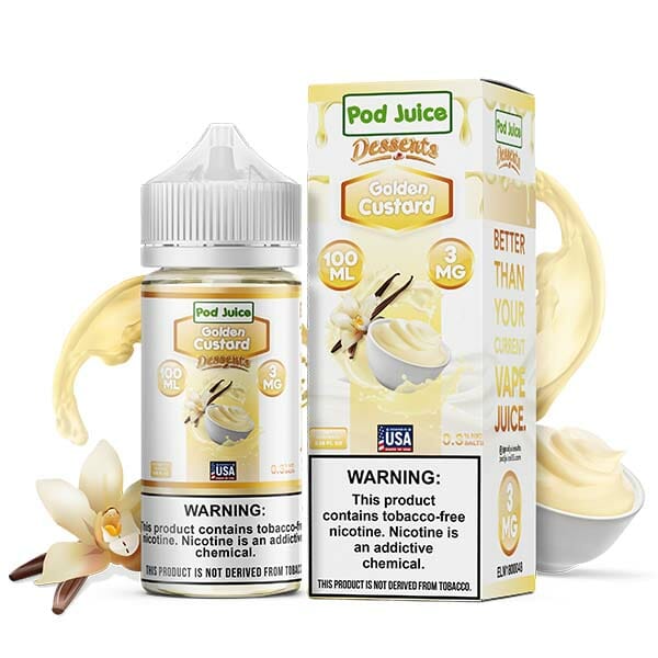 Pod Juice Series E-Liquid 100mL (Freebase) | 3mg Golden Custard with Packaging