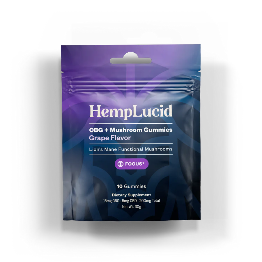 Hemplucid Mushroom Gummies 10Ct Grape flavor (Focus)