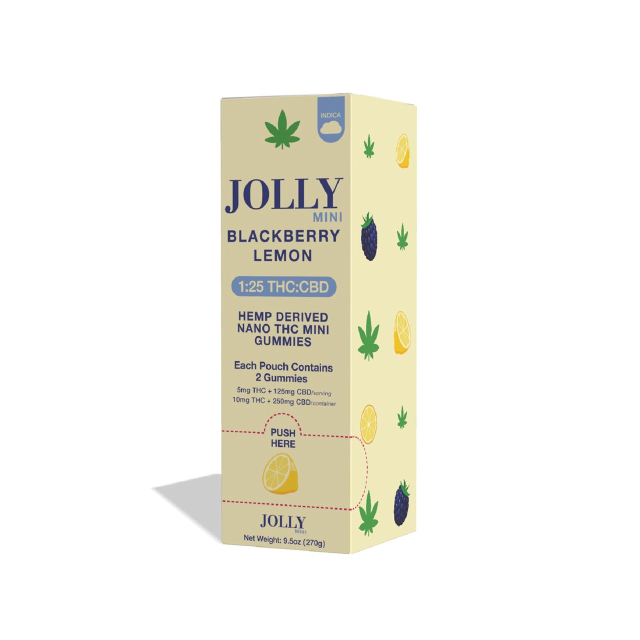 Jolly Mini Gummies 1:25 30Ct Blackberry Lemon Packaging