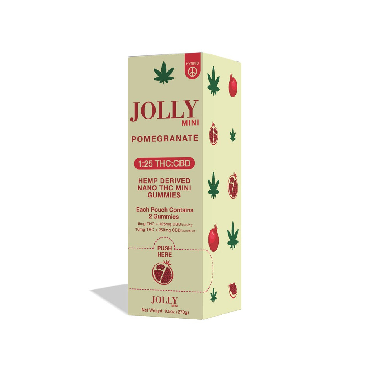 Jolly Mini Gummies 1:25 30Ct Pomegranate Packaging