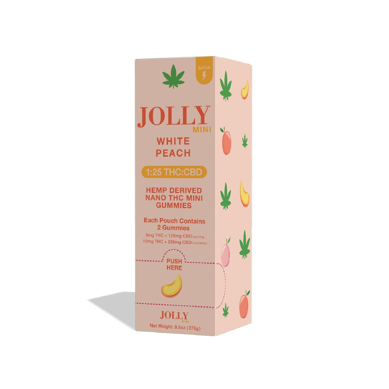 Jolly Mini Gummies 1:25 30Ct White Peach Packaging