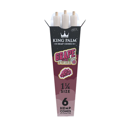 King Palm Hemp Cones 1 1/4 30/6Pk | Grape Swish with packaging