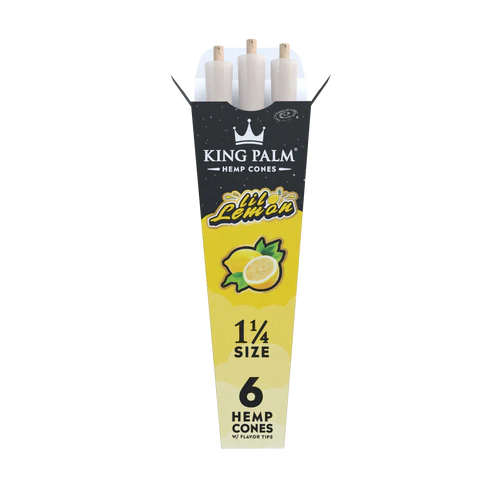 King Palm Hemp Cones 1 1/4 30/6Pk | Lil Lemon with packaging
