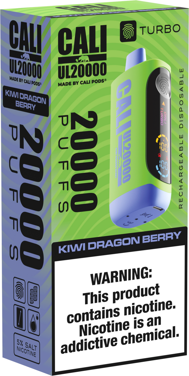 Cali Pod UL20000 6ct Kiwi Dragon Berry Packaging