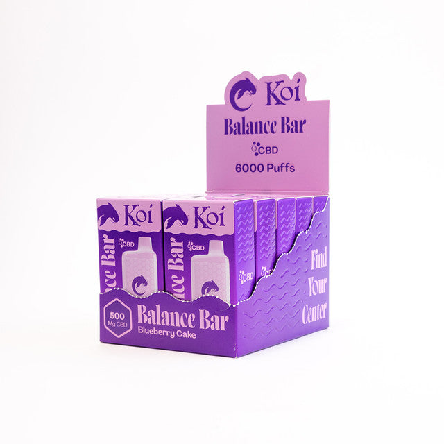 Koi Balance Bar Cbd 6K Puff 10Pk 5/31/26 Blueberry Cake with Packaging