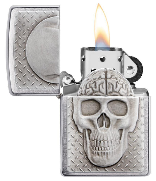 ZIPPO LIGHTER SKULL W/ BRAIN 29818