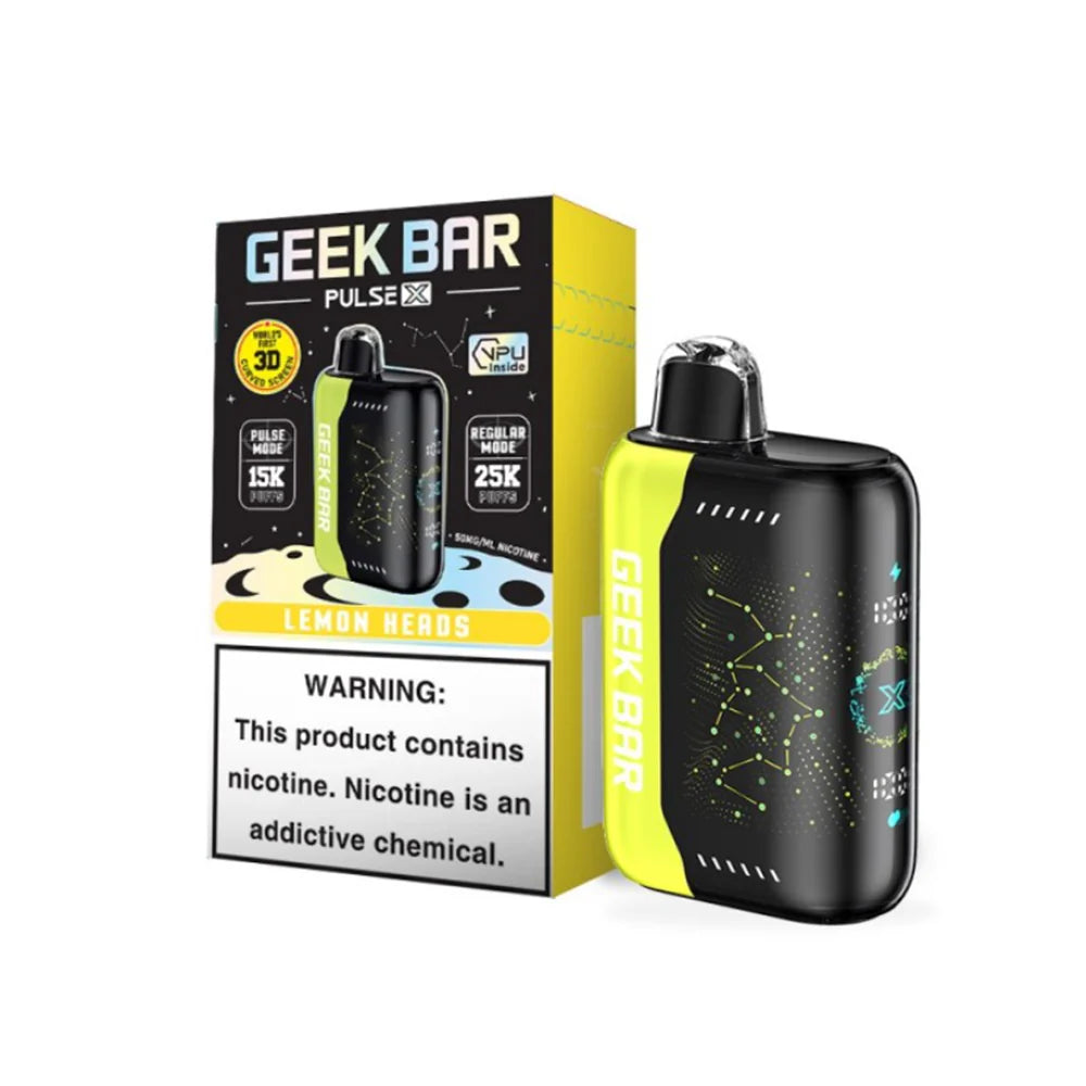 Geek Bar Pulse X Disposable 25000 Puffs 18mL 50mg | MOQ 10 | Lemon Nerds with packaging