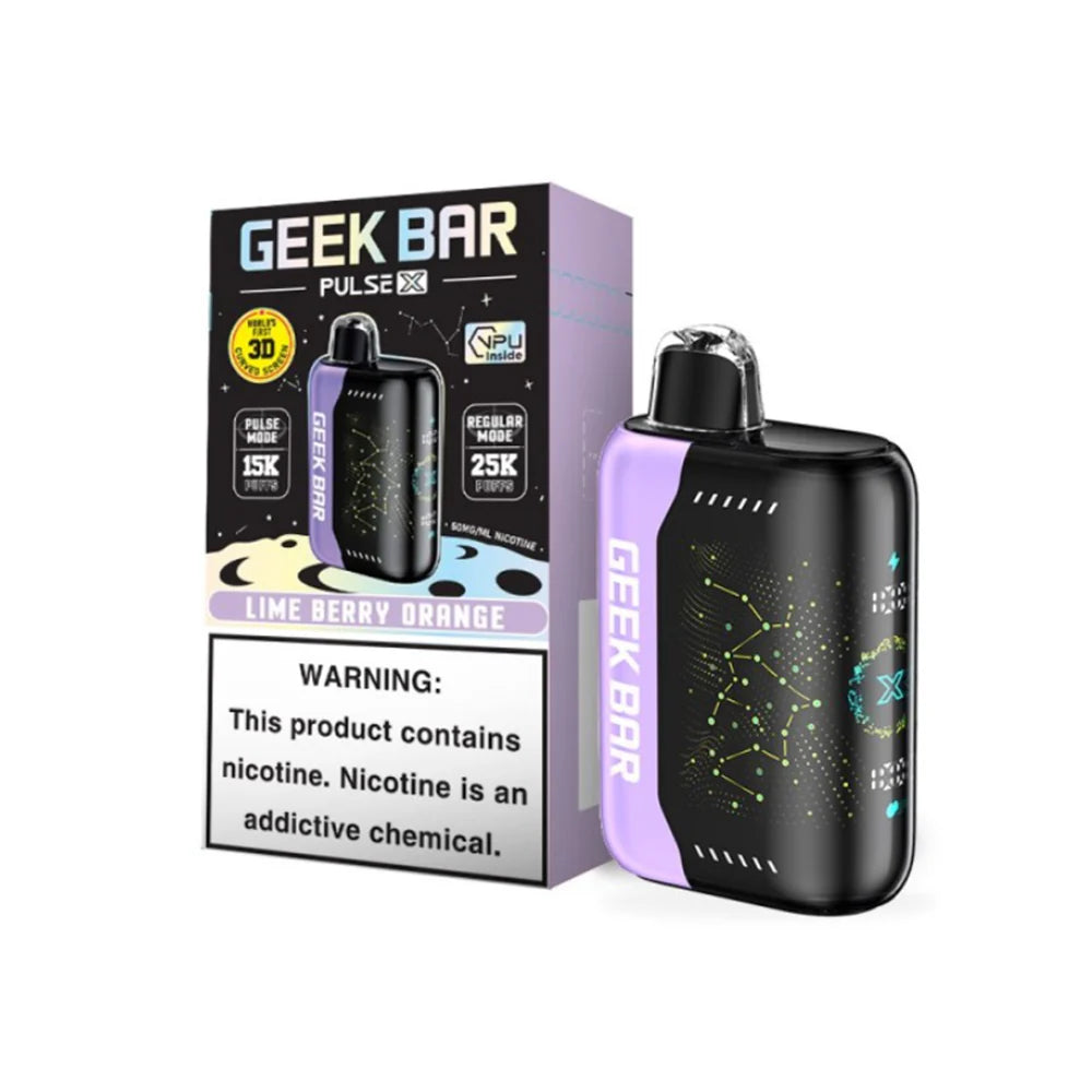 Geek Bar Pulse X Disposable 25000 Puffs 18mL 50mg | MOQ 10 | Lime Berry Orange with packaging