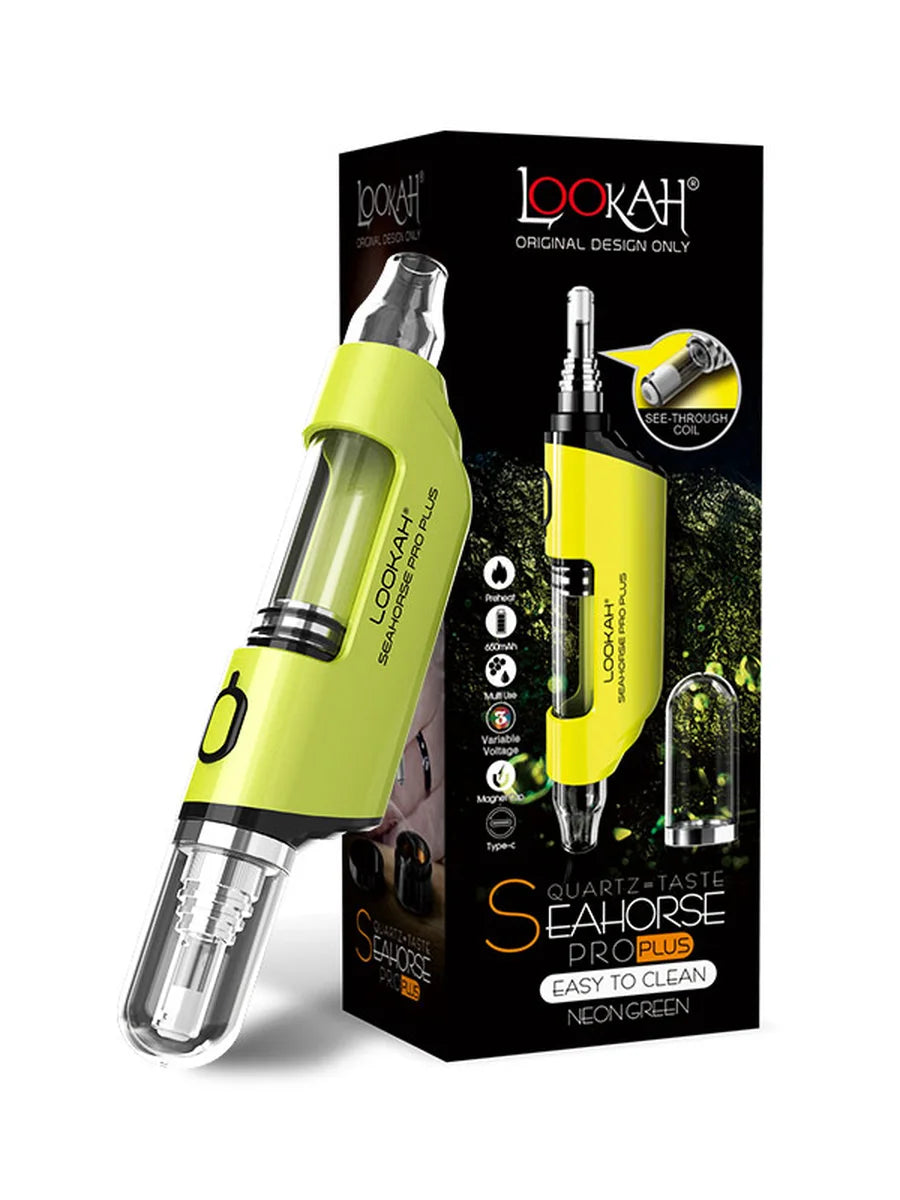 Lookah Seahorse Pro Plus Neon Green with packaging