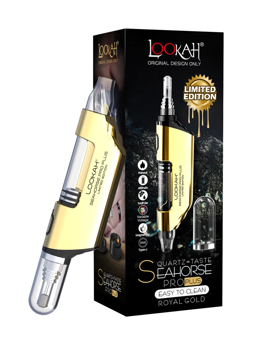 Lookah Seahorse Pro Plus Royal Gold (Limited Edition) with packaging