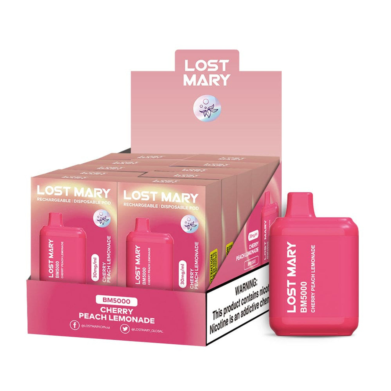 Lost Mary Bm5000 3% 10Pk -  CHERRY-PEACHLEMONADE - with packaging 