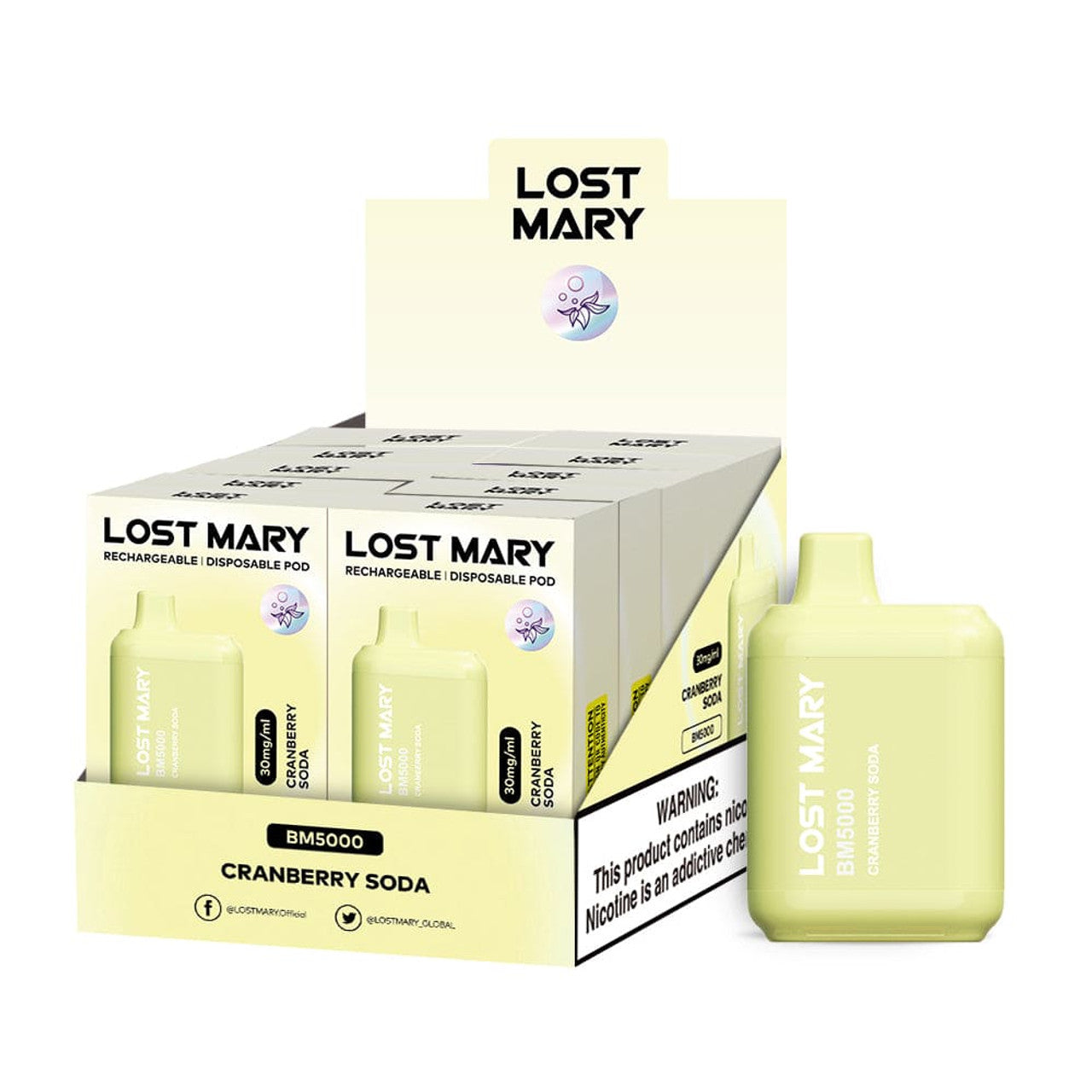 Lost Mary Bm5000 3% 10Pk - CRANBERRYSODA - with packaging   