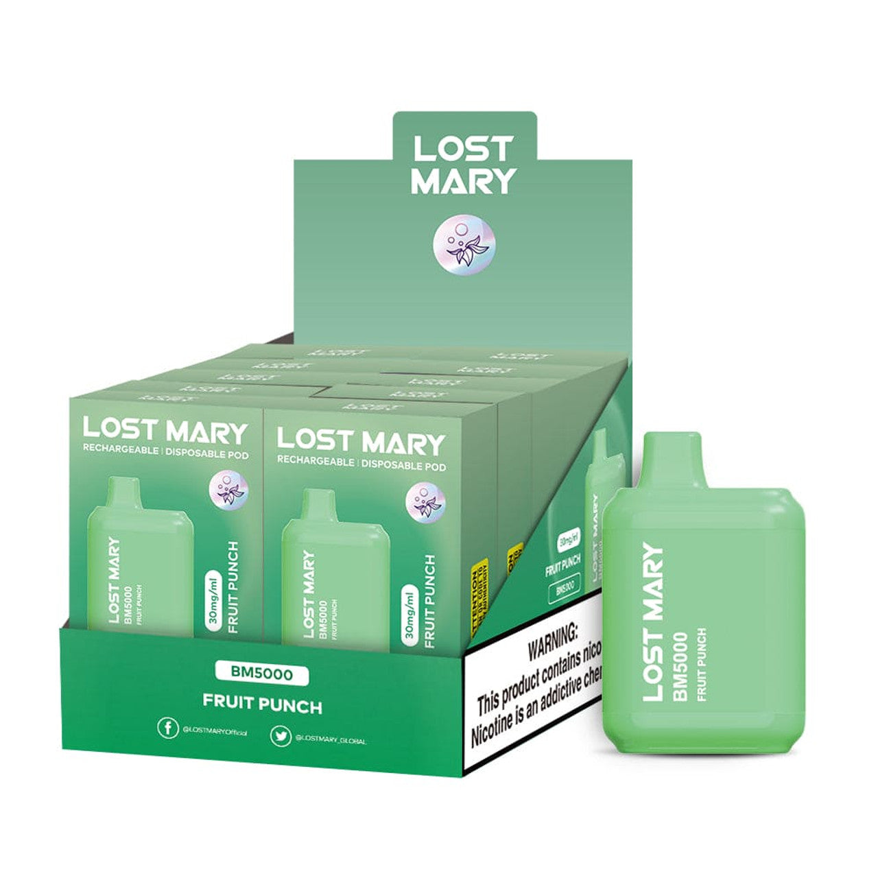 Lost Mary Bm5000 3% 10Pk -  FRUITPUNCH -with packaging 