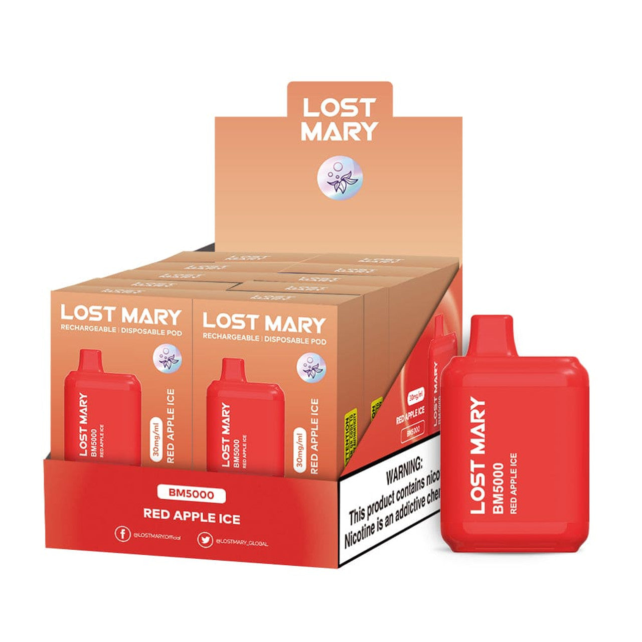 Lost Mary Bm5000 3% 10Pk -  REDAPPLEICE - with packaging