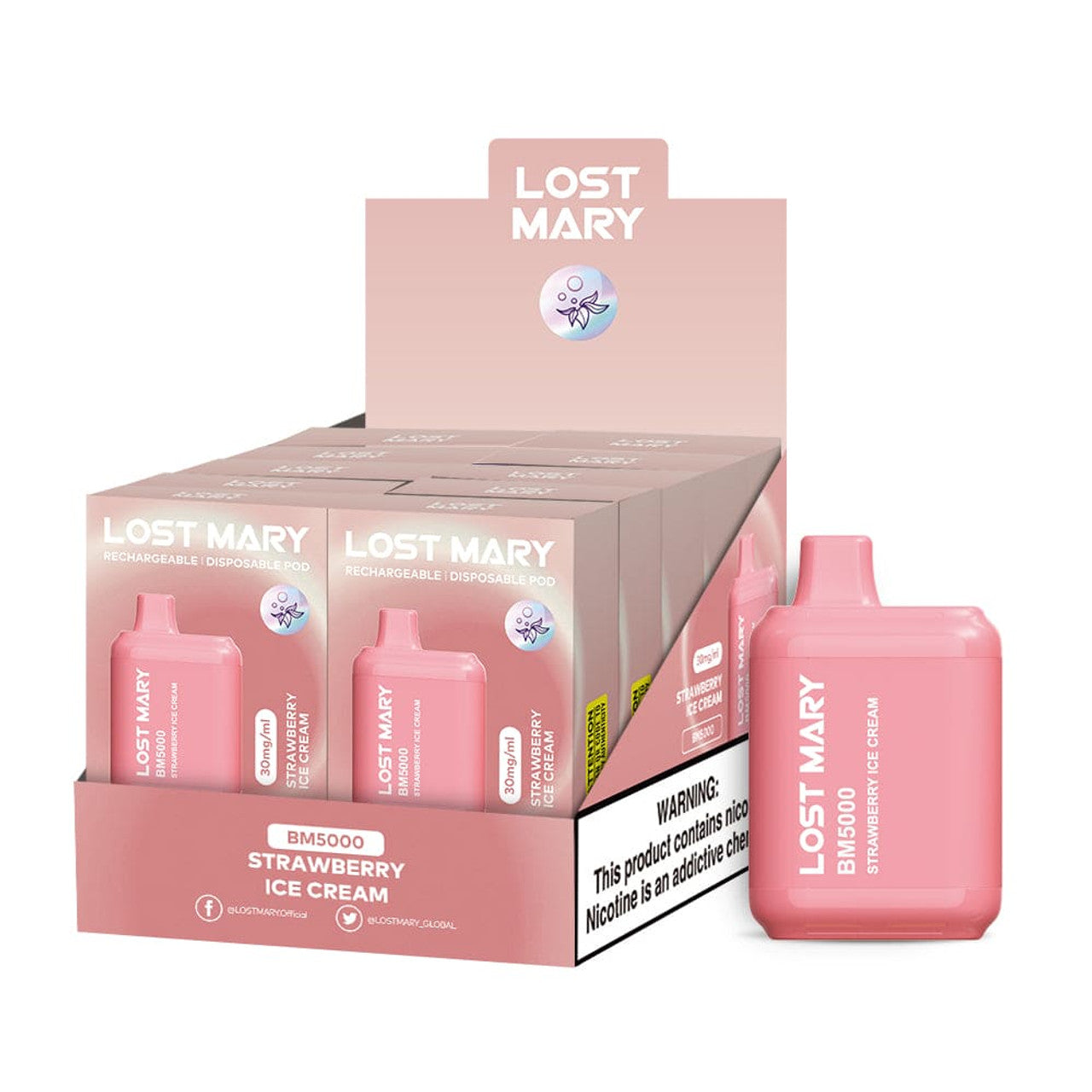 Lost Mary Bm5000 3% 10Pk - STRAWBERRYICECREAM - with packaging 