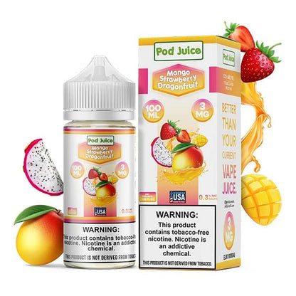 Pod Juice Series E-Liquid 100mL (Freebase) | 3mg Mango Strawberry Dragonfruit with Packaging