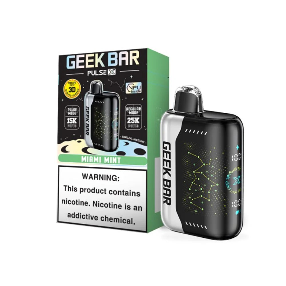 Geek Bar Pulse X Disposable 25000 Puffs 18mL 50mg | MOQ 10 | Miami Mint with packaging