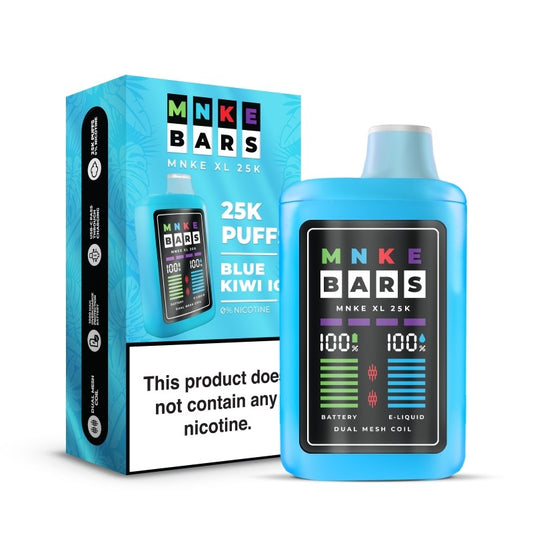 Mnke Bar Xl 25K 0% 5Ct Blue Kiwi Ice with packaging