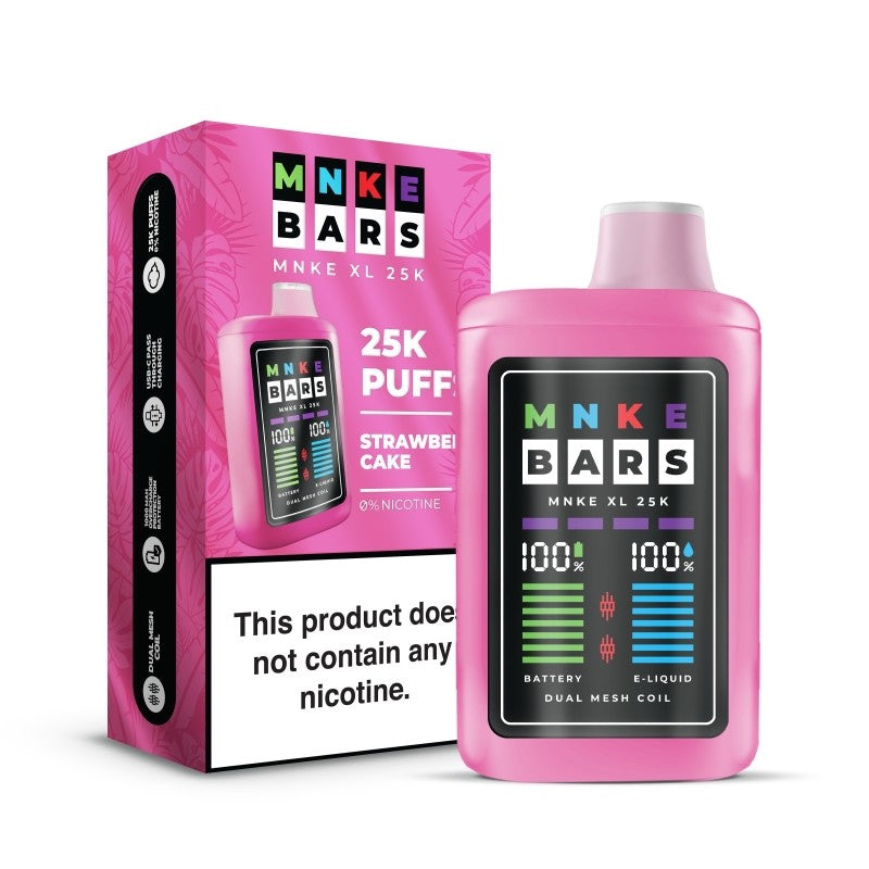 Mnke Bar Xl 25K 0% 5Ct Strawberry Cake with packaging