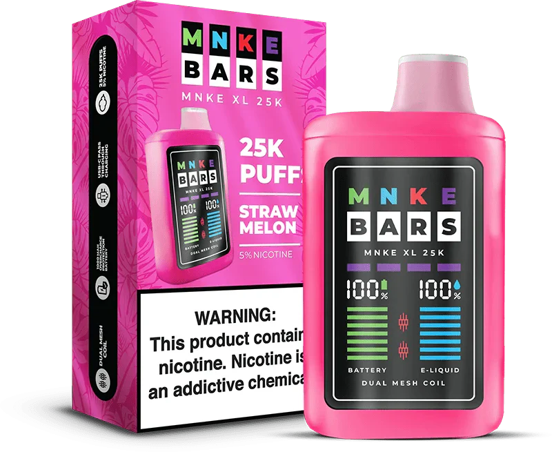 Mnke Bars 25K Puff 5% 5Ct Strawmelon with packaging