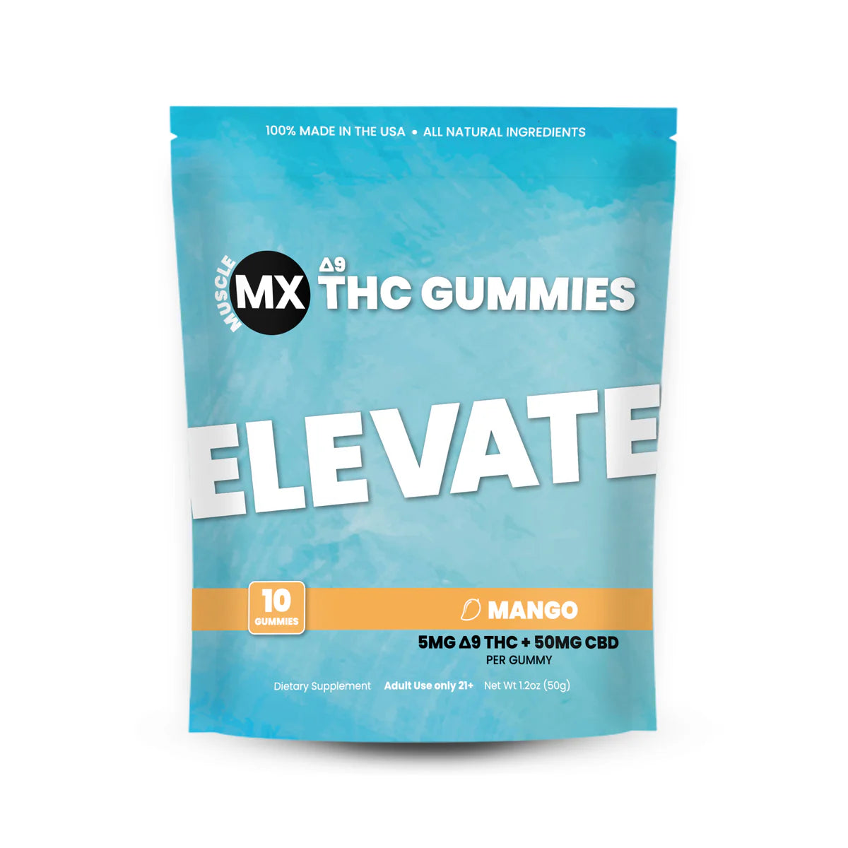 Muscle MX Elevate D9 Thc Gummies Single 10 Pack Mango