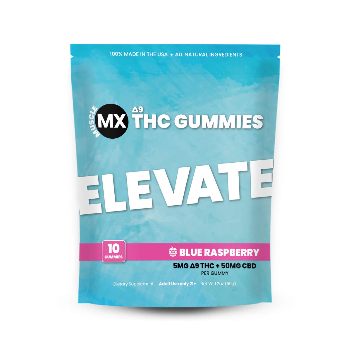 Muscle MX Muscle MX Elevate D9 Thc Gummies Single 10 Pack Blue Raspberry