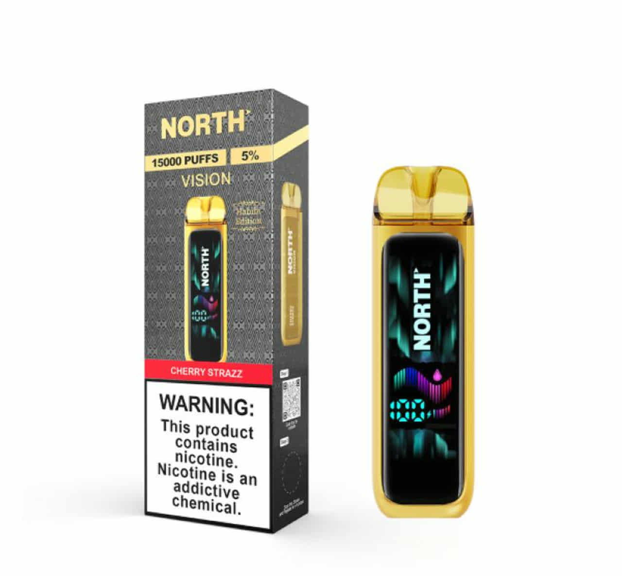 North Vision 15000 Puff 5 Pcs 5% Cherry Strazz with packaging