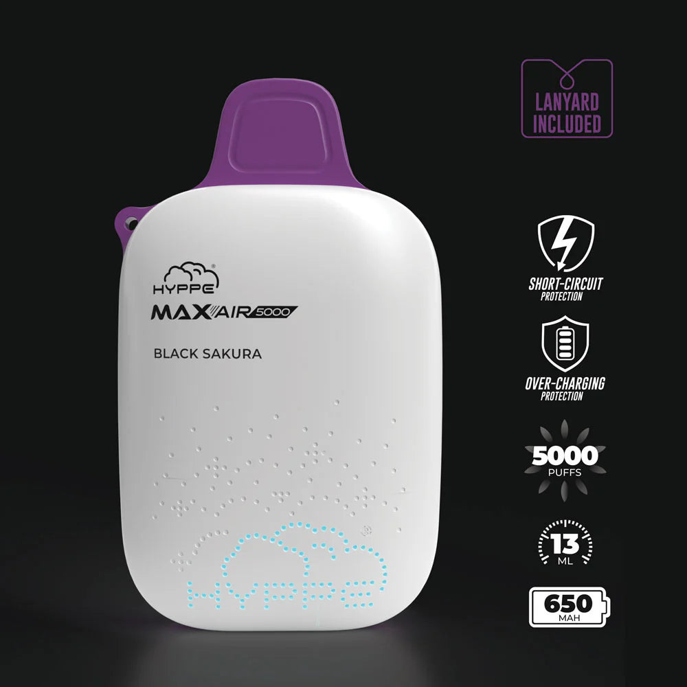 Max Air Disposable 5000 Puffs 13mL - Black Sakura 50mg