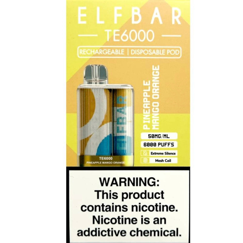 Elf Bar TE6000 Disposable 6000 Puffs 14mL - Pineapple Mango Orange 40mg with Packaging