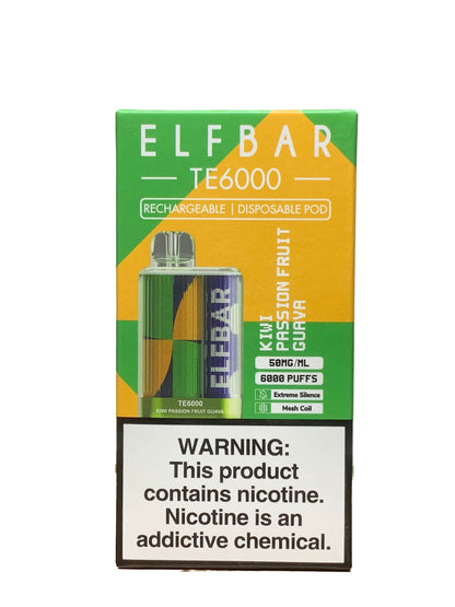 Elf Bar TE6000 Disposable 6000 Puffs 14mL - Kiwi Passionfruit Guava 40mg with Packaging