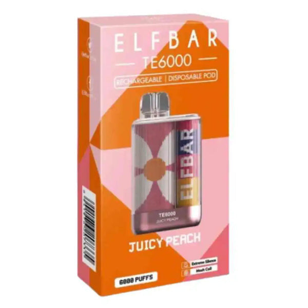 Elf Bar TE6000 Disposable 6000 Puffs 14mL - Juicy Peach 40mg with Packaging