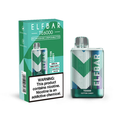 Elf Bar TE6000 Disposable 6000 Puffs 14mL - Cotton Candy 40mg with Packaging