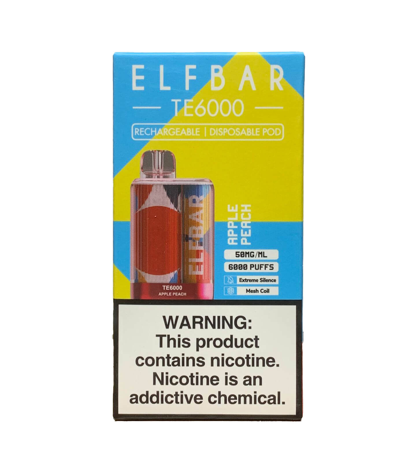 Elf Bar TE6000 Disposable 6000 Puffs 14mL - Apple Peach 40mg with Packaging