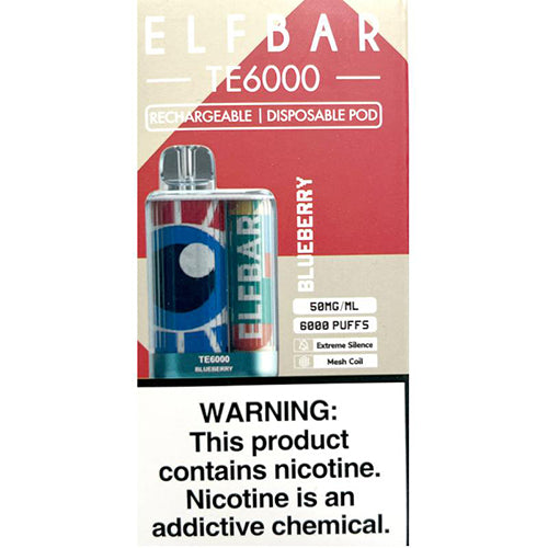 Elf Bar TE6000 Disposable | 6000 Puffs | 13mL | 40mg-50mg | Blueberry with Packaging