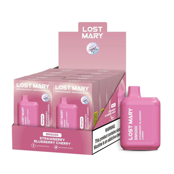 Lost Mary BM5000 3% 10PK | Strawberry Blueberry Cherry with packaging