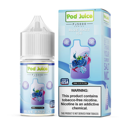 Pod Juice TFN PJ5000 Salt Series E-Liquid 30mL (Salt Nic) | Blue Razz Ice with packaging