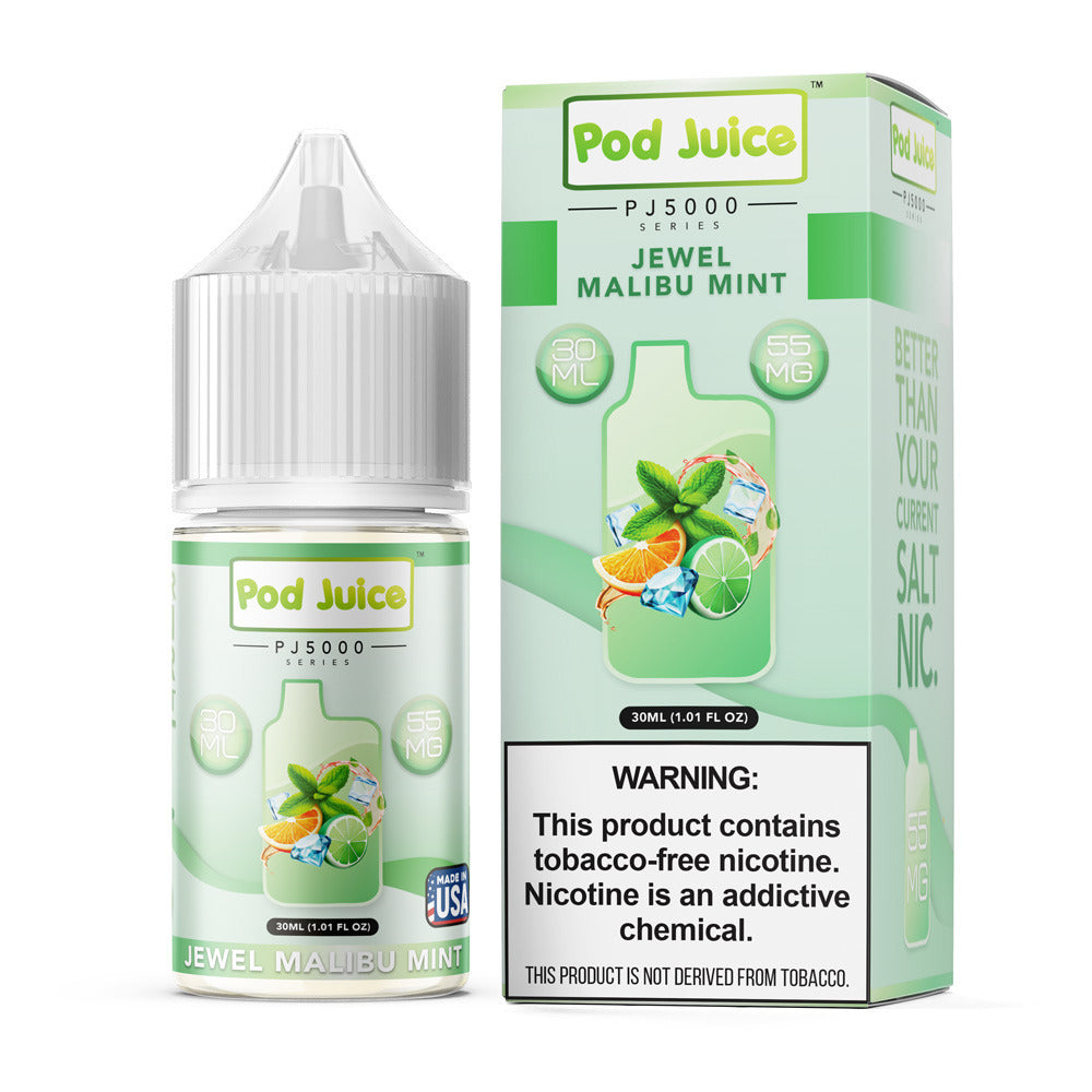 Pod Juice TFN PJ5000 Salt Series E-Liquid 30mL (Salt Nic) | Jewel Malibu Mint with packaging