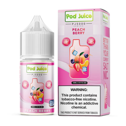 Pod Juice TFN PJ5000 Salt Series E-Liquid 30mL (Salt Nic) | Peach Berry with packaging