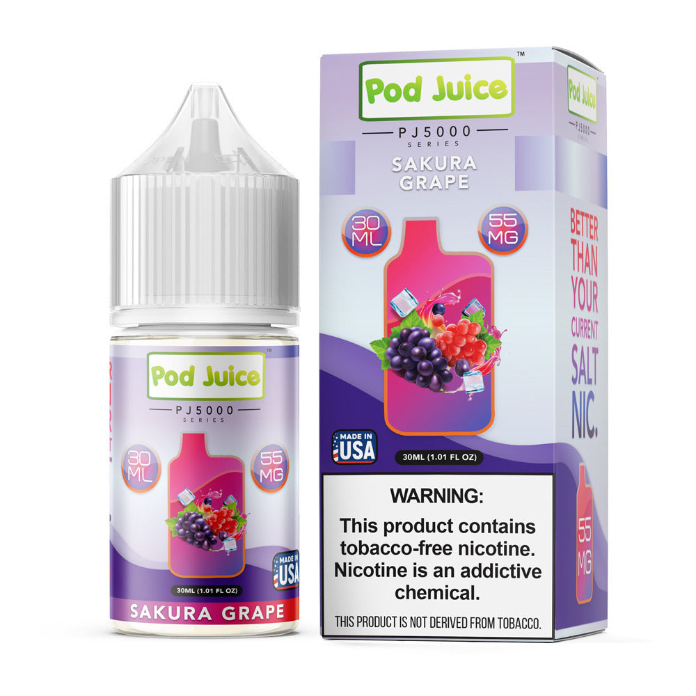 Pod Juice TFN PJ5000 Salt Series E-Liquid 30mL (Salt Nic) | Sakura Grape with packaging