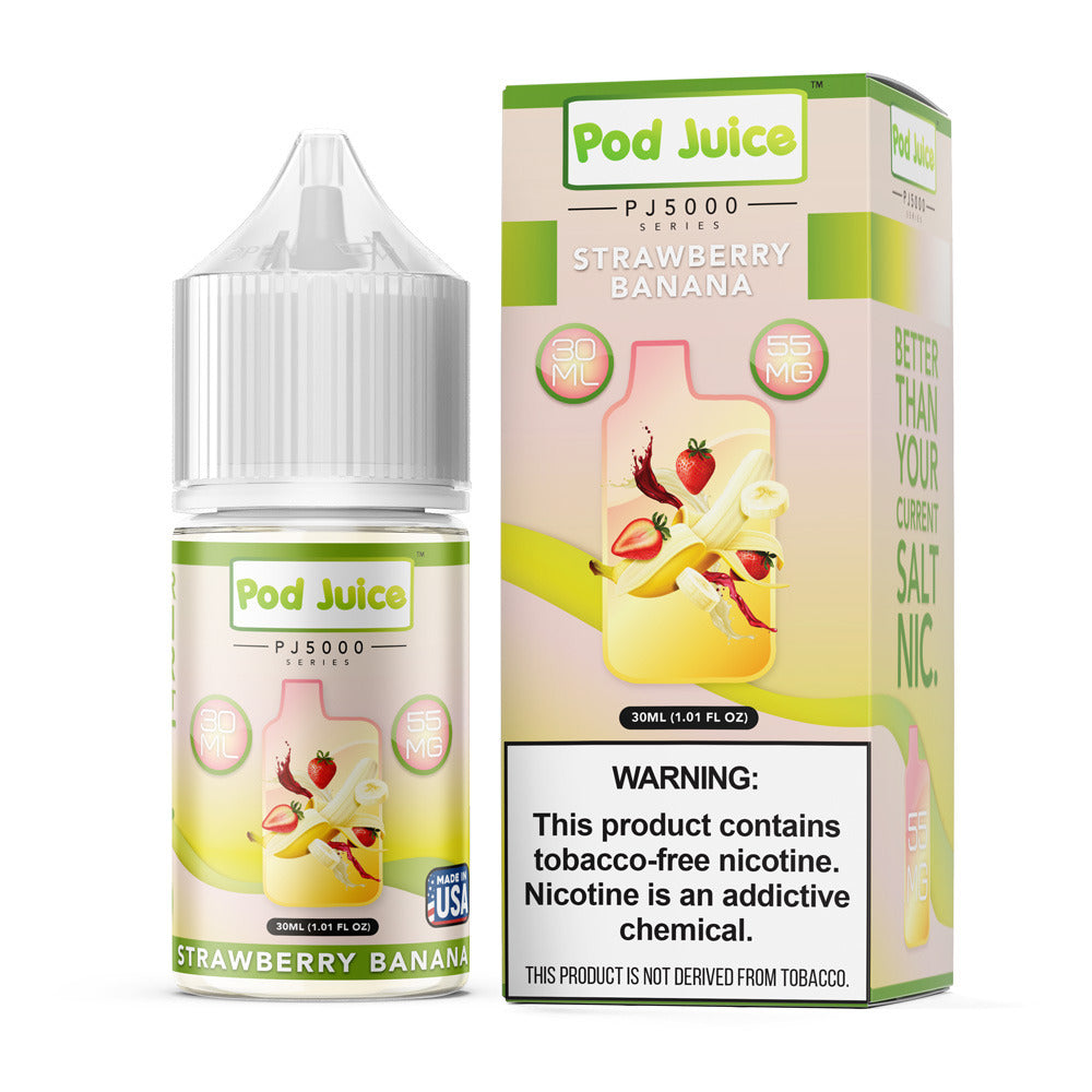 Pod Juice TFN PJ5000 Salt Series E-Liquid 30mL (Salt Nic) | Strawberry Banana with packaging