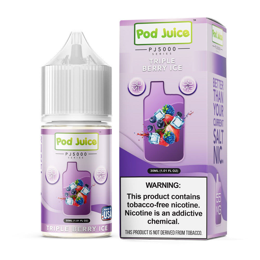 Pod Juice TFN PJ5000 Salt Series E-Liquid 30mL (Salt Nic) | Triple Berry Ice with packaging